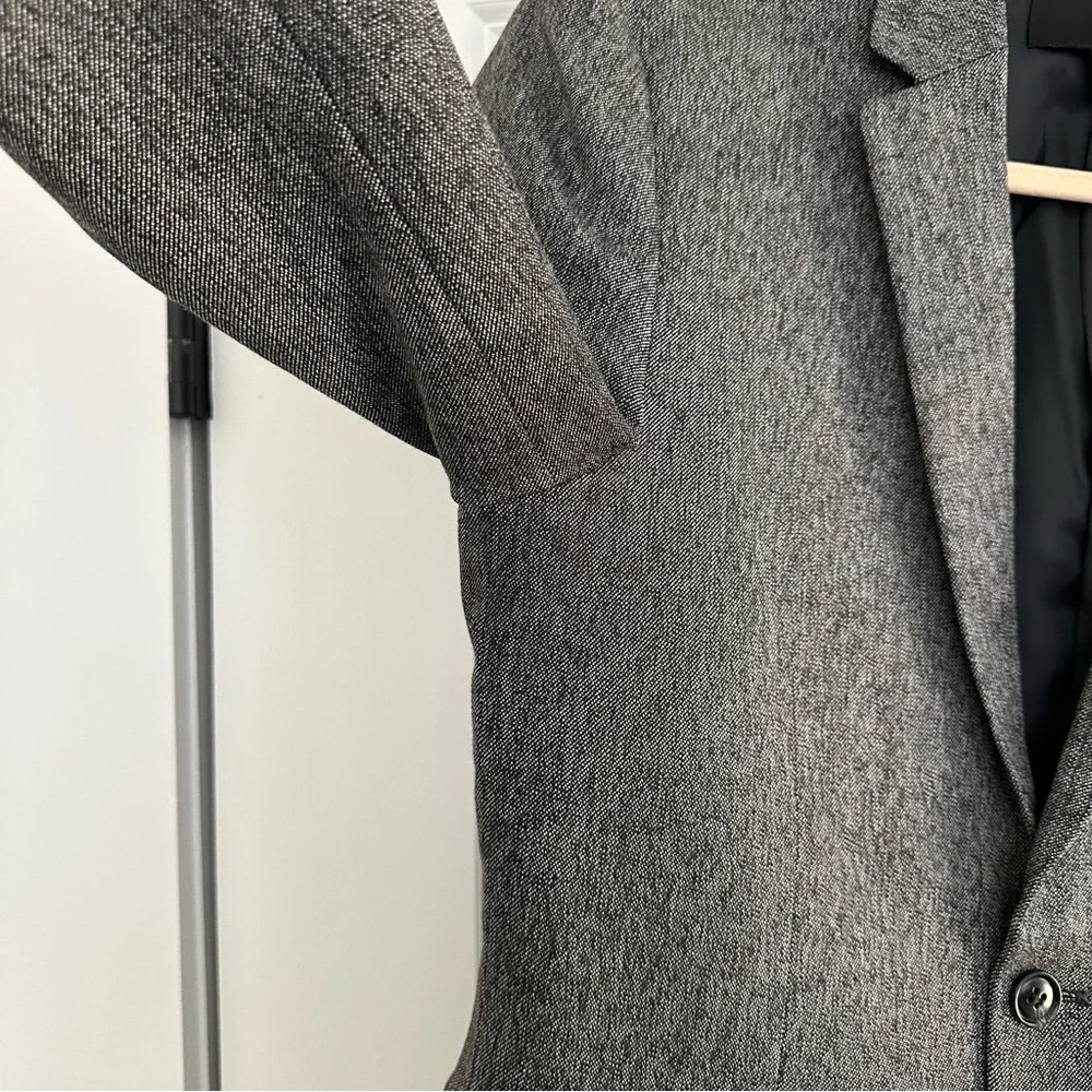 Slim Fit Charcoal Grey & Black Blazer Jacket With Elbow Patches - Fall / Office